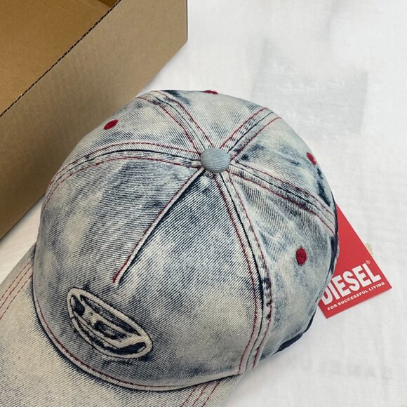 Diesel Light Grey Denim Baseball Cap - Picture 2 of 4